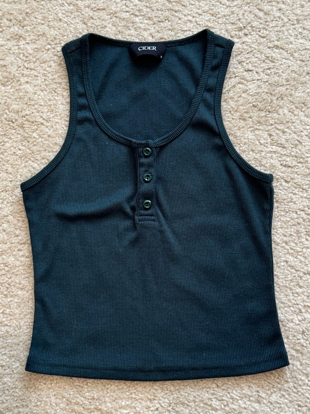 🔹 Cider Ribbed Henley Tank Size Small - Picture 2 of 3